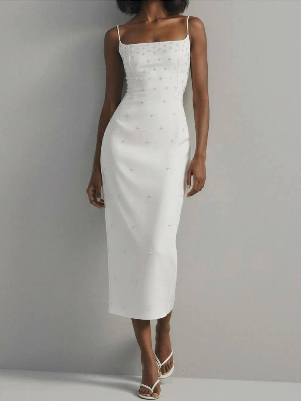 BHLDN Deco Bombshell Midi Dress, White Dahlia, Medium - Picture 3 of 10